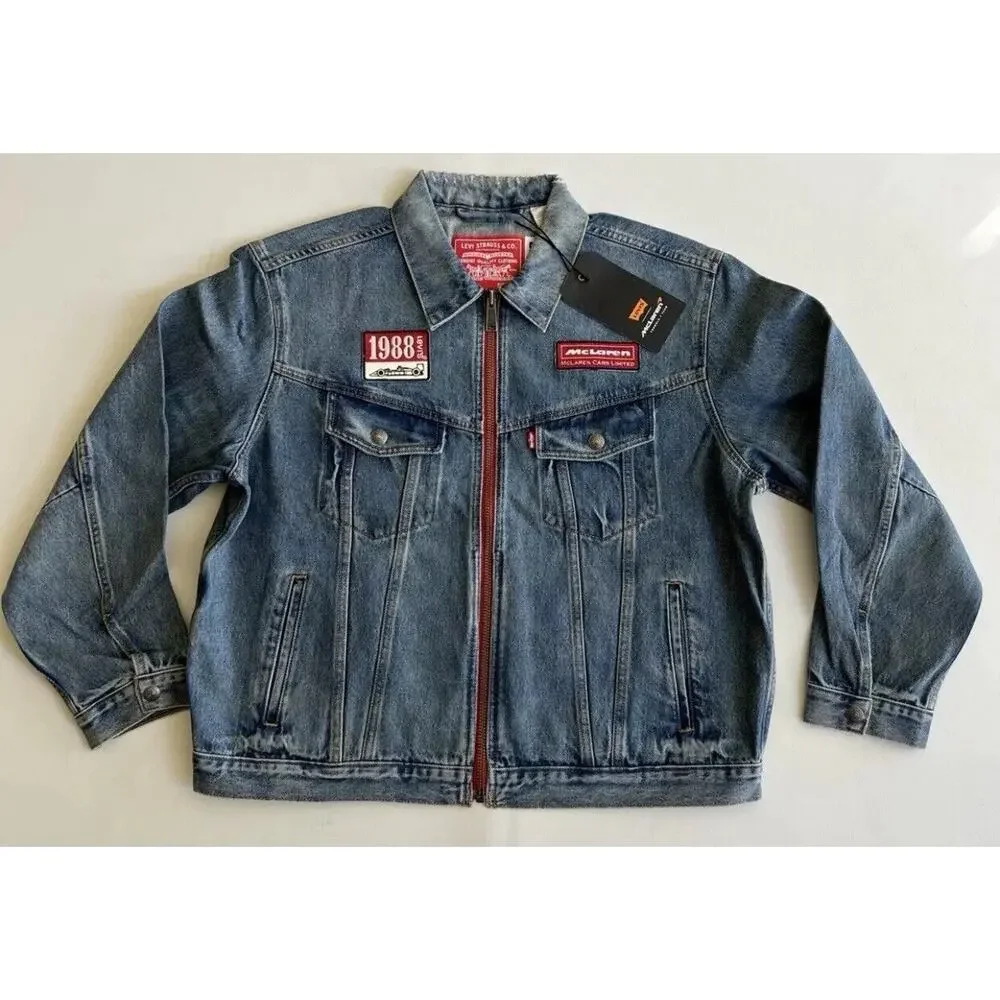 Levi's x Mclaren Denim Jacket Racing “Heritage” Trucker Blue Zip Up Size Small‎ - Picture 2 of 7